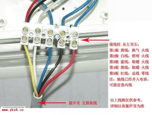 五线浴霸照明开关另装怎么接线-第3张图片-乐清光明电器科技有限公司