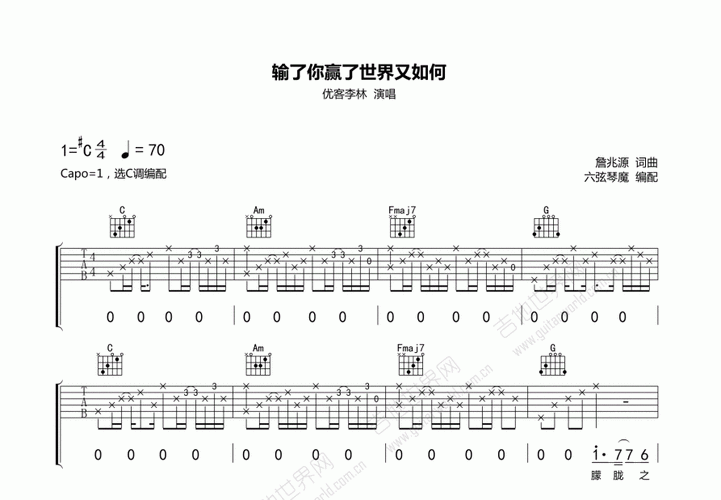 输了你赢了世界又如何吉他谱指弹-第2张图片-乐清光明电器科技有限公司
